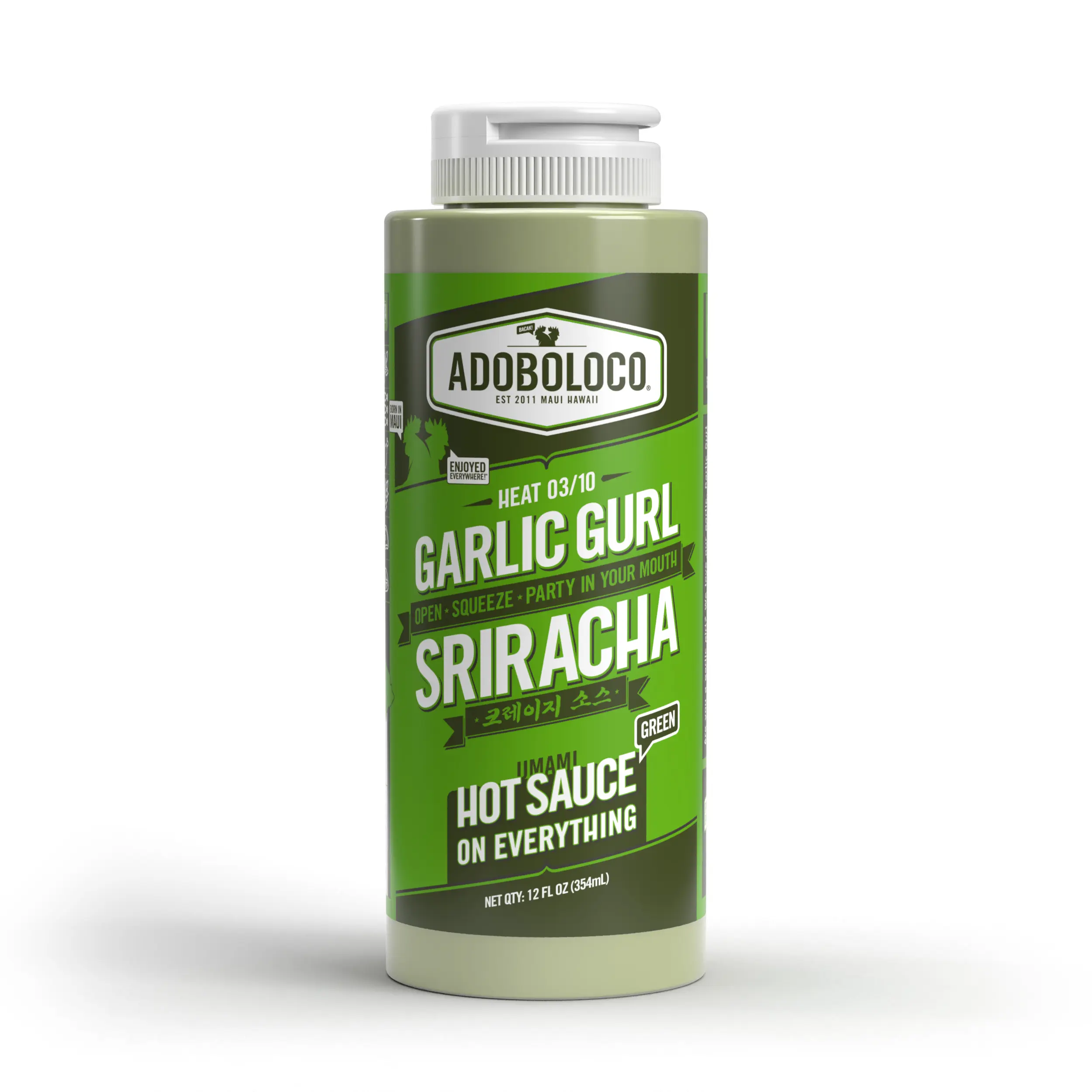 Adoboloco Garlic Gurl Sriracha Green | Small Batch Garlic & Jalapeño Hot Sauce | Clean Ingredients, No Fillers, 3/10 Heat | Perfect for Eggs, Tacos, Seafood & More