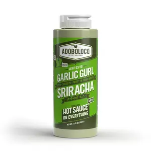 Adoboloco Garlic Gurl Sriracha Green | Small Batch Garlic & Jalapeño Hot Sauce | Clean Ingredients, No Fillers, 3/10 Heat | Perfect for Eggs, Tacos, Seafood & More