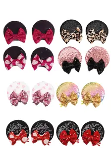 2 Pairs Glitter Bow Ear Clips, 3D Design European Style Hair Accessories, Multiple Colors and Styles Available, Fashion Headwear
