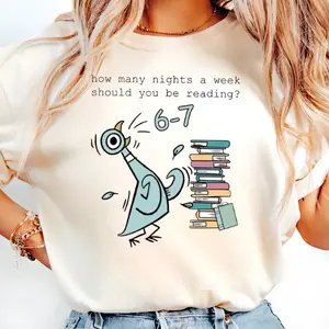 How Many Nights A Week Should You Be Reading 6-7 Shirt, Pigeon Elephant Piggie Children's Books Sweatshirt,Teacher Six Seven 67 Long Sleeves