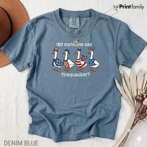 Comfort Colors Firequacker Goose Shirt, Funny 4th of July Tee, Patriotic American Flag Shirt, Cotton Tee - Printfamily