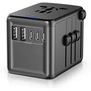 Universal Travel Adapter, All-in-One International Power Plug Adaptor Charger, 3 USB-C & 2 USB-A Portable Adaptor for Travel, Travel Charger Block