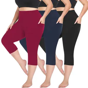 High Waisted 3 Pack Women's Capri Pants Yoga No See Through Leggings for Women Workout Leggings for Women