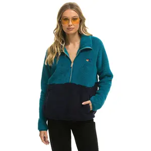 TEDDY UNISEX HALF ZIP COLOR BLOCK JACKET - CAPRI