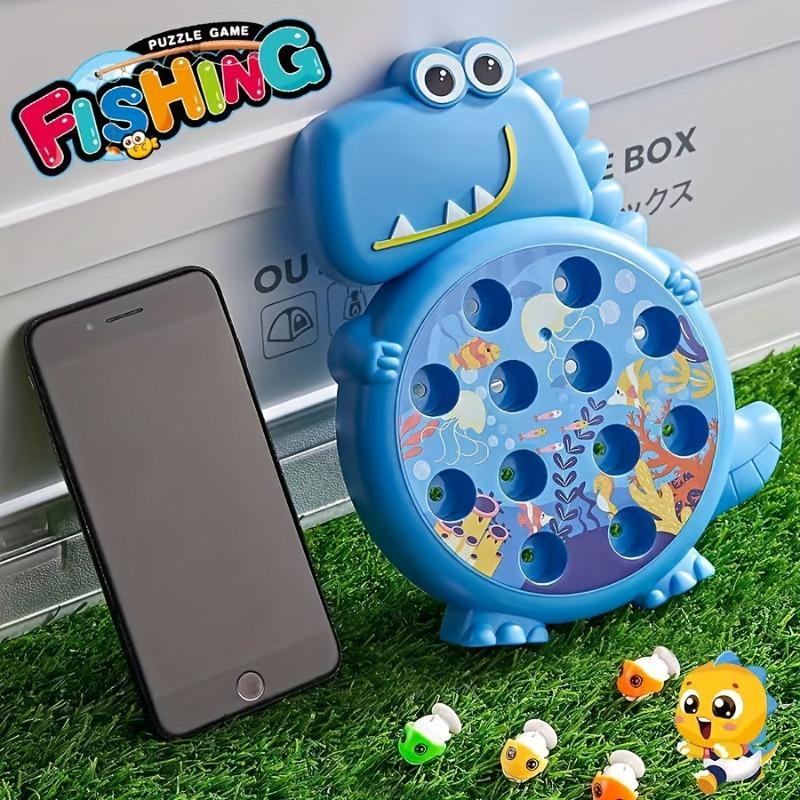Fun Dinosaur Fishing Toy Parent Child Interaction - Includes Fishing Rod, Suction Hook, and Small Fish - Green/Blue，Birthday Gift