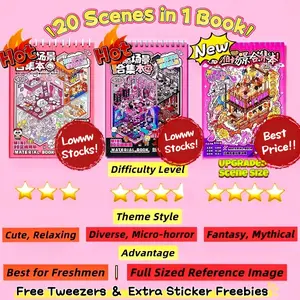 [Most loved 45Page Sticker Scene Books]20 Diverse Scenes+ 25 Sticker Sheets+Metal Tweezer+Extra Freebies, 20 Isomtric Room Sticker, DIY Cute Stickers, Cartoon Stickers, Relaxing Stickers, Bedtime Routine, Screen-Free Activity, Girls New Hobby, Stationary