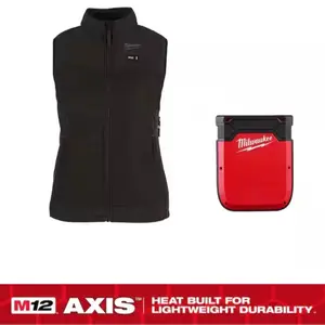 Milwaukee Women's M12 12V Lithium-Ion Cordless AXIS Black Heated Vest and Power Source w/ App Control Womenswear Comfort
