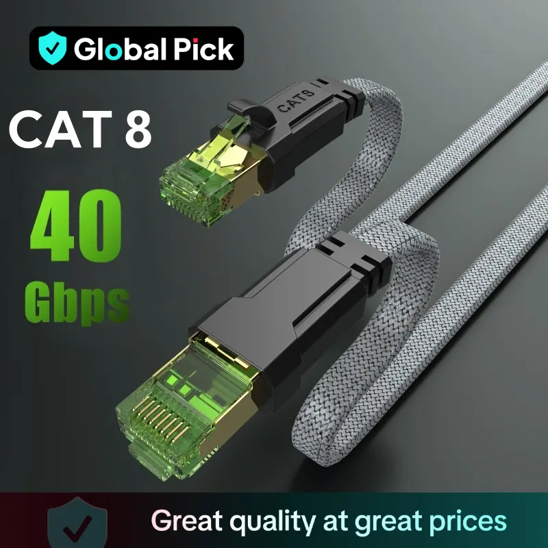 Cat 8 Ethernet Cable, High Speed Braided 40Gbps 2000Mhz Network Cord, Heavy Duty LAN Cable Compatible for Gaming PC PS5 Xbox Modem Router