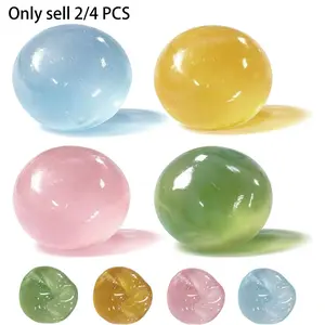 2/4 PCS Coconut Oil Stress Ball Squishy, Slow Rising, Odorless, Non-Sticky, Easy to Clean,  Improving Focus, Or Easing Tension During Study, Work, Or Relaxation, Handmade Malleable Clear Jelly Bubblegum Texture Coconut Oil Squishy Toy