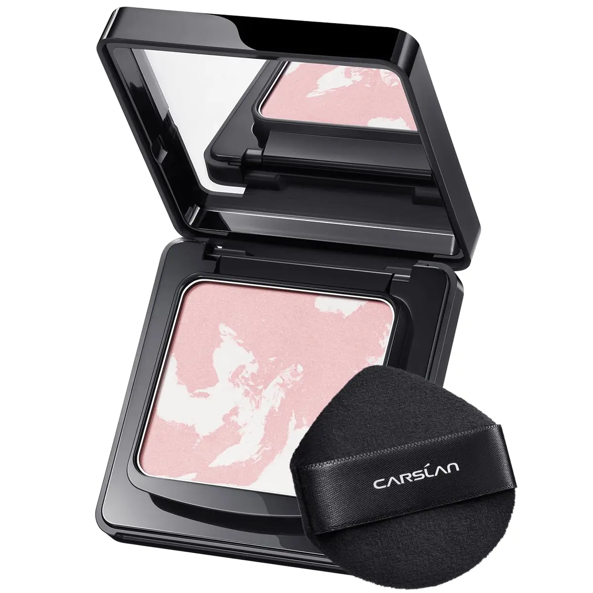 CARSLAN Waterproof Face Pressed Powder Compact, 24H Longlasting Oil Control Pressed Setting Powder Talc-Free Makeup, Shine Free, Poreless, Smooth, 01 Translucent for dry&com skin (0.28Oz)
