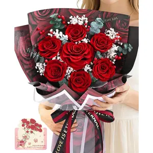 Forever Rose  for Delivery, 7- Red Preserved Roses  Bouquet with Vase  Box Birthday Gifts for Women, Long-Lasting Flower Bouquet for Mom Her Women Wife Girlfriend Mothers Day