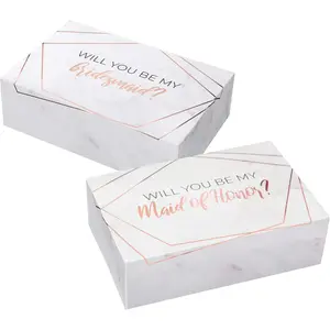 Bridesmaid Proposal Box Set I 6 Pack I 1 Maid of  Proposal Box and 5 Will You be My Bridesmaid Boxes I Marble with  Foil Bridesmaid Box for Bridesmaid Gifts
