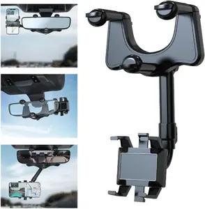 Car Phone Holder Rearview Mirror 2025 Multifunctional Navigation Bracket with 360° Rotatable & Retractable Feature for Car Accessories