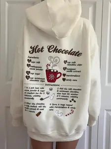 Hot Chocolate Recipe Christmas Embroider Hoodie