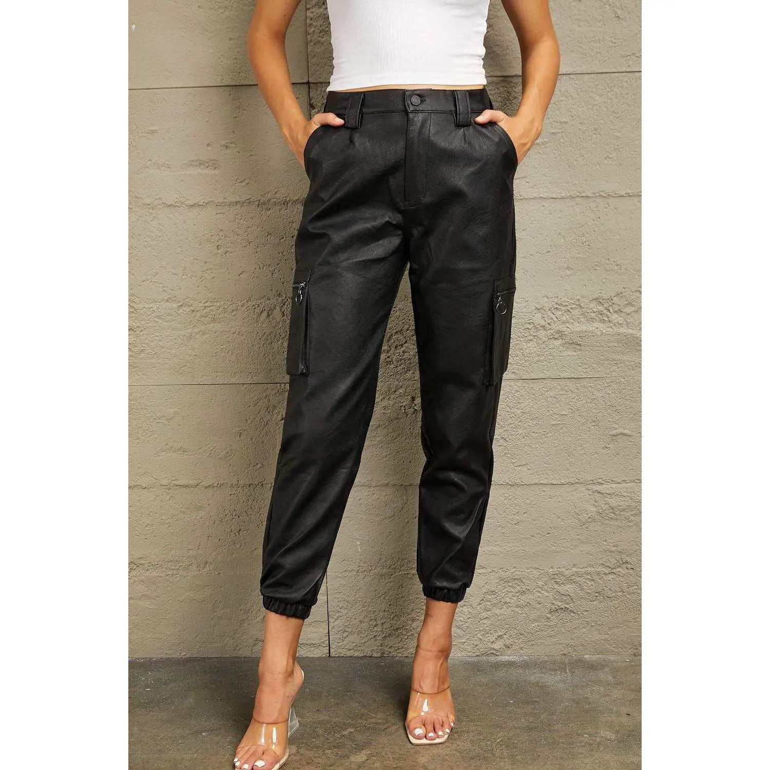 Kancan High Rise Leather Joggers