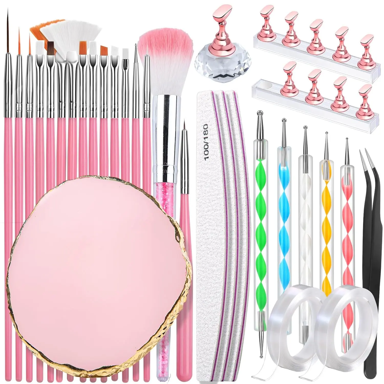 Nail Design Tools, Nail Art Tools, Nail Brush, Nail Art Kit With Nail Stand, Nail Holder For Painting Nails, Nail Art Brushes, Nail Dotting Tool, Nail Art Palette, Nail Tools For Nail Art