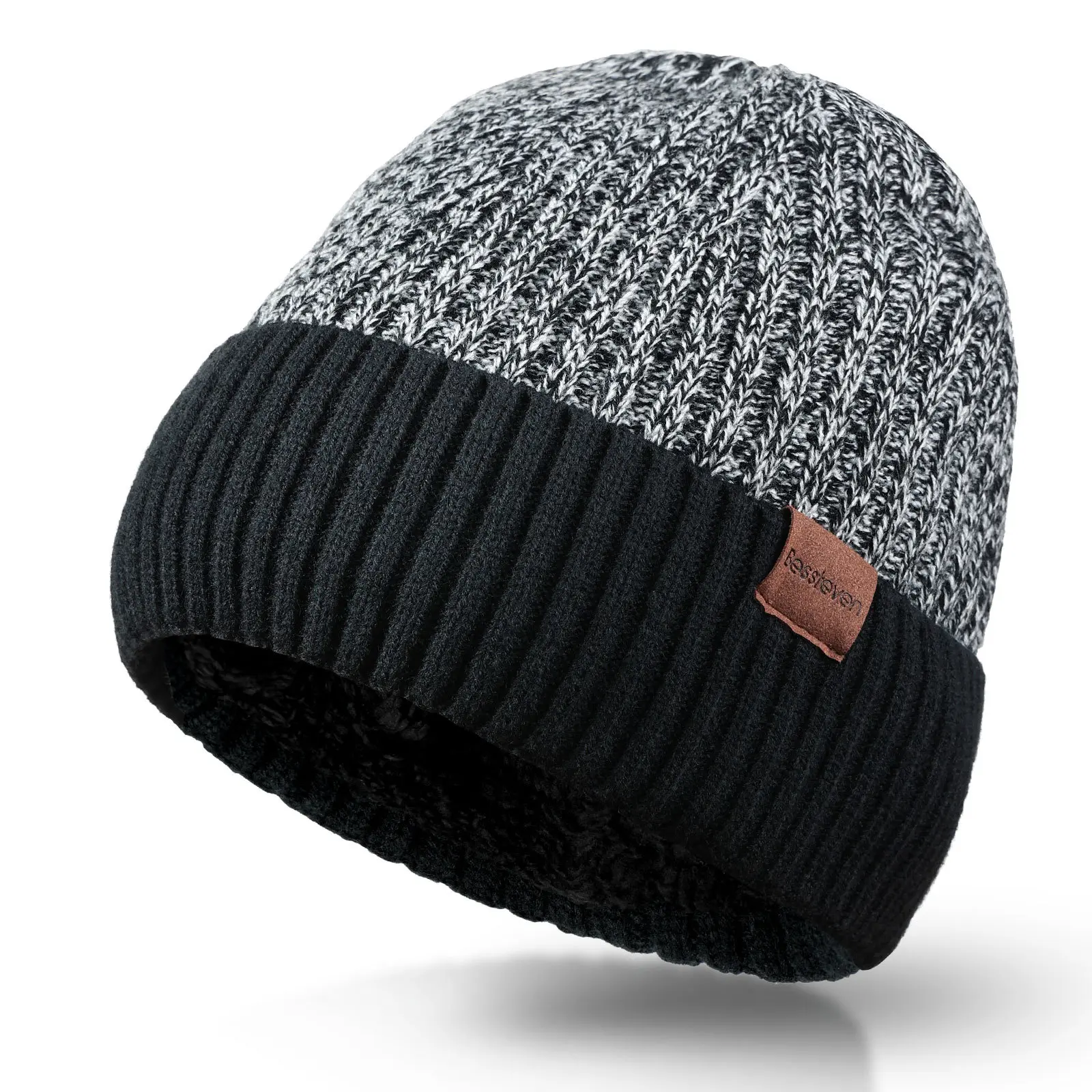 Knitted Hat with Fleece Lining, Thickened Wool Hat for Men and Women, Outdoor Cycling Skiing Warm Winter Hat