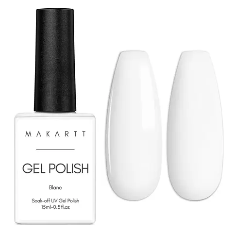 Makartt 15ml White Artificial Gel Nail Polish - 1Pc Soak-Off UV-LED Cure Acetone-Removable Durable Glossy Manicure Nail Supplies for Gel X At-Home DIY, Valentine's Gift