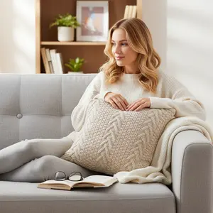 Knitted Cozy Home Decoration Throw Pillow cover 18"x18"