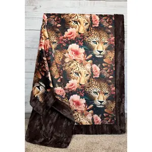 Leopard on Brown Luxe Large 56x79 Minky Blanket