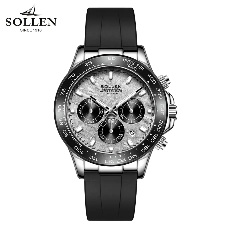 【SOLLEN 】Men Multifunctional Sports Watch Waterproof Calendar Wristwatch Gift for Men 713 mechanical