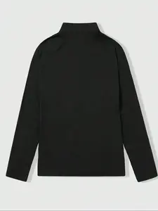 Men's Warm Solid Color Long Sleeve Shirt, Knitted Turtleneck, Casual Fall & Winter Top, Comfortable Cotton Blend, Perfect for Daily Wear