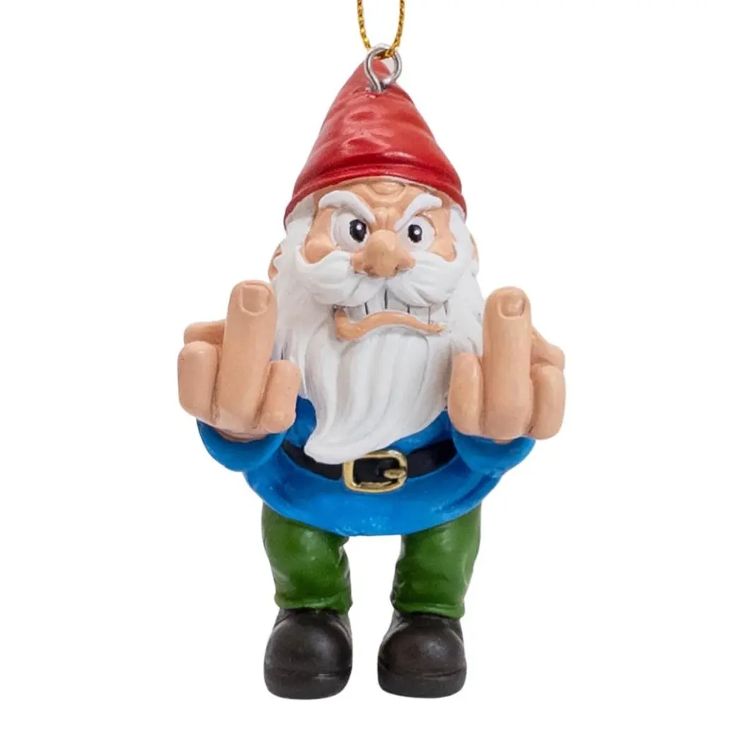 Gnome Giving Middle Finger Christmas Tree Naughty Funny Ornament