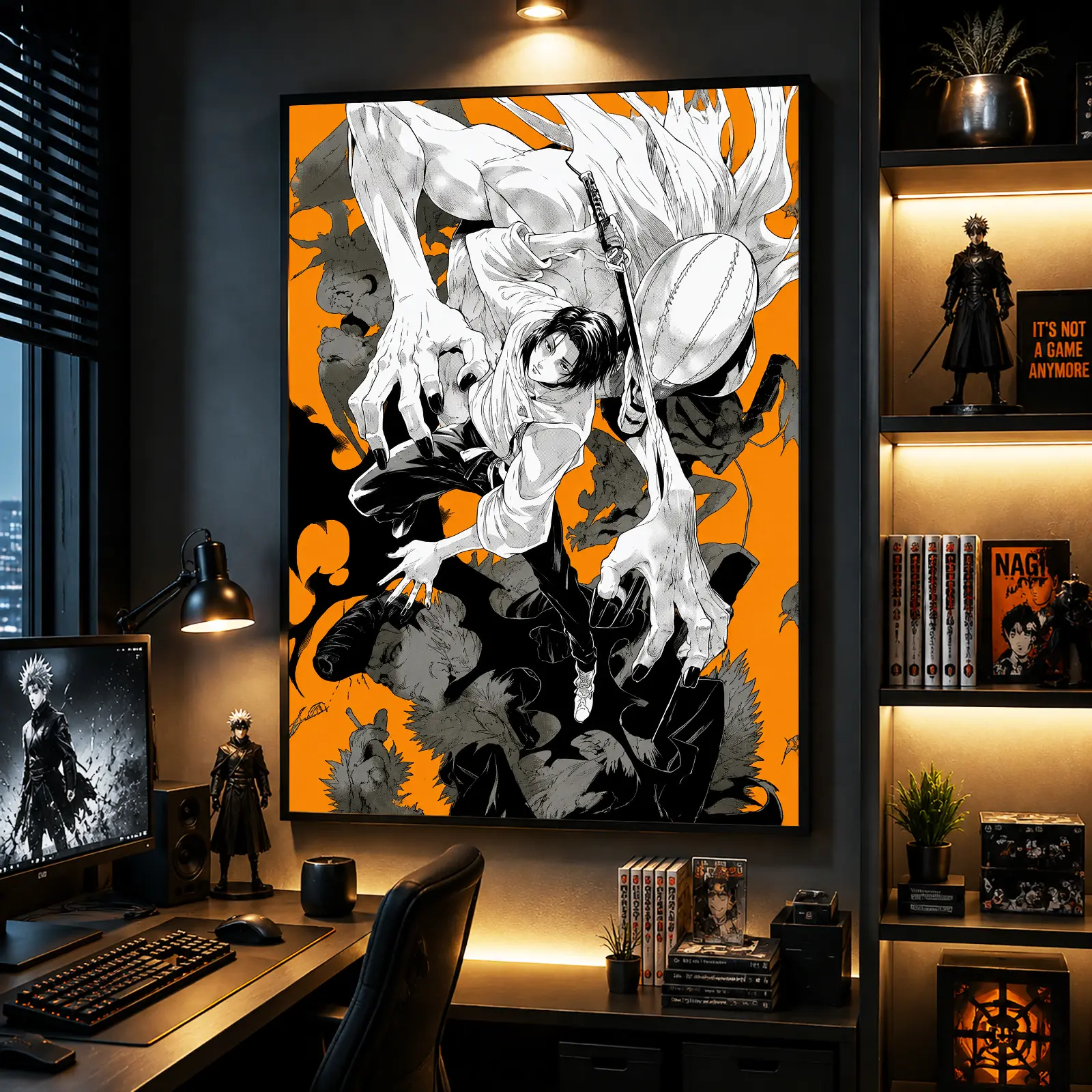 Jujutsu Kaisen Yuta Okkotsu & Rika Anime Canvas Wall Art Print – Epic Cursed Spirit Manga Poster, Dark Aesthetic Modern Room Decor for Bedroom, Gaming Setup, Living Room, Otaku Gift for Anime Fans