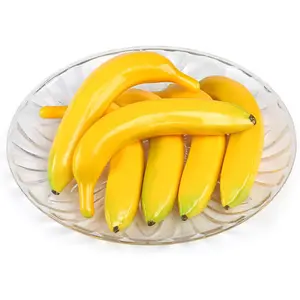 6pcs Artificial Lifelike Simulation Yellow Bananas Fake Fruit Banana House Kitchen Party Decoration, 7.5X 1.25 Inches