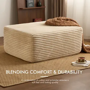 POUUIN 37" Plush Corduroy Ottoman | Frameless Memory Foam Cloud Footrest & Modular Coffee Table | Upholstered Bed Bench, No Assembly Required Foot Rest Stool tiktokshopspringglowup