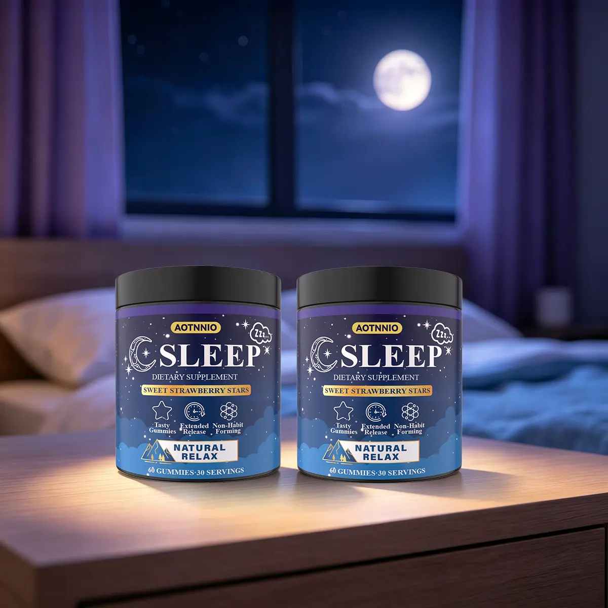 Sleep Dietary Supplement Gummies|Support Better Sleep & Sweet Dreams|Relieve fatigue|Support  Relax Mind|60Gummies