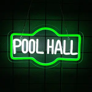 Pool Hall Decorative Neon Sign  Billiards Neon Light Sign for Wall Decor Snooker  Signs for Home Bar Game Room Party Man Cave Gym Club Business Decor Gift for Man
