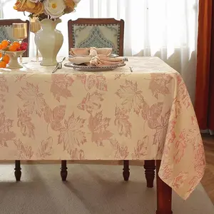 SASTYBALE Fall Tablecloth 52 x 70 Inch Rectangle Maple Leaves Jacquard Damask Table Cloth, Vintage Water Resistance Wrinkle Free Fabric Table Covers for Autumn Harvest & Thanksgiving