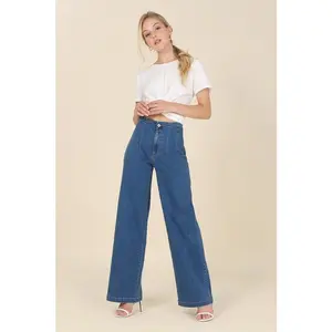 Flared high waist pin-tuck jeans