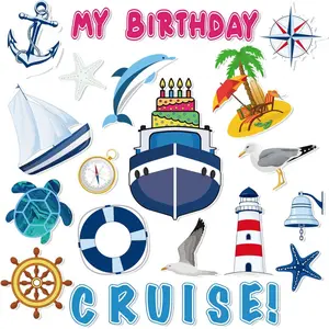 25 Pcs Birthday Cruise Door Magnets Decorations Funny Cruise Ship Door Magnets Magnetic Reusable Magnet for Happy Birthday Cabin Ship Carnival Refrigerator Office Car Accessories