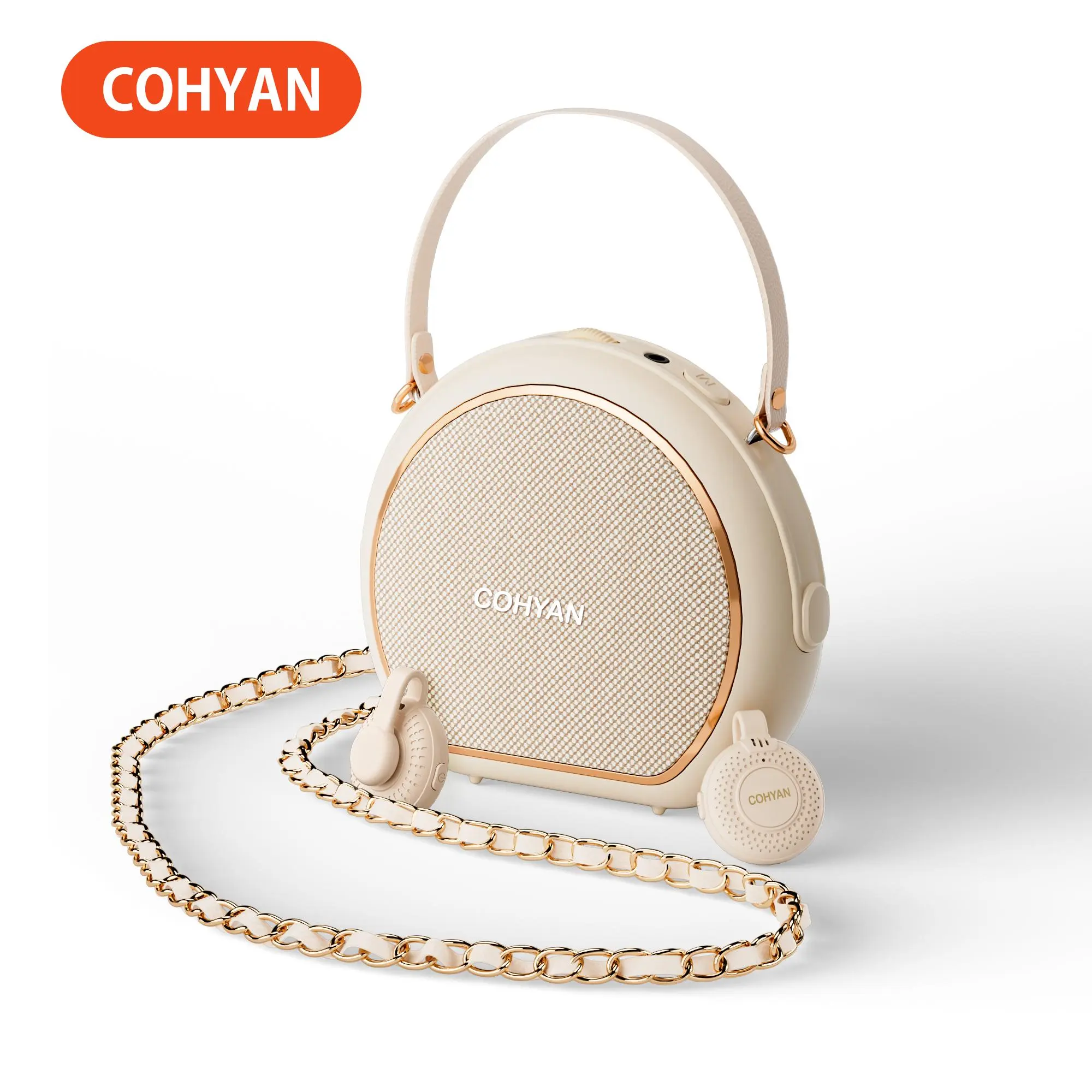 COHYAN K31 Wireless Voice Amplifier | Dual Wireless Lapel Mics | 30H 4500mAh | Beige Portable Speaker for Teachers, Tour Guides, Yoga, Speech, Training & Gifts-Bluetooth-Mini,summerwins