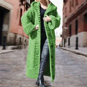Women's Button-Down Knit Cardigan – Solid Color Plus Size Long Sleeve Sweater Coat