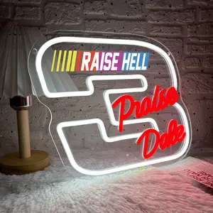 Printed Racing Sign Wall-Mounted Decoration LED Neon Light, LED Signs, Neon Accent Lights, USB Powered, Adds Illuminated Decoration to Racetracks and Racing Clubs, Surprise Christmas Gift for Racing Enthusiasts