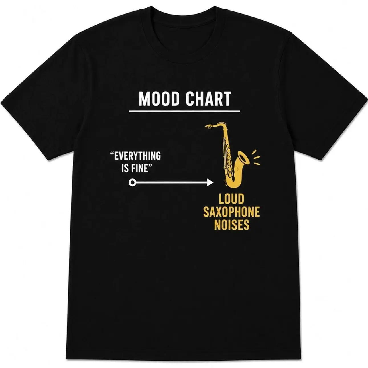 Funny Saxophone Mood Chart T-Shirt, Everything Is Fine Loud Saxophone Noises Tee LJY