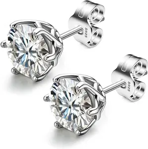 [S925 Silver] Men's 7mm Crown Stud Earrings | Icy Round Cut Cubic Zirconia Studs | Hypoallergenic Piercing Jewelry for Sensitive Ears | Waterproof & Non-Tarnish Unisex Earrings | 2026 Trend Jewelry for Him rings Gift Set aretes elegantes daily wear