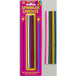 Sparkler Birthday Candles - Assorted Colors - 18/pk