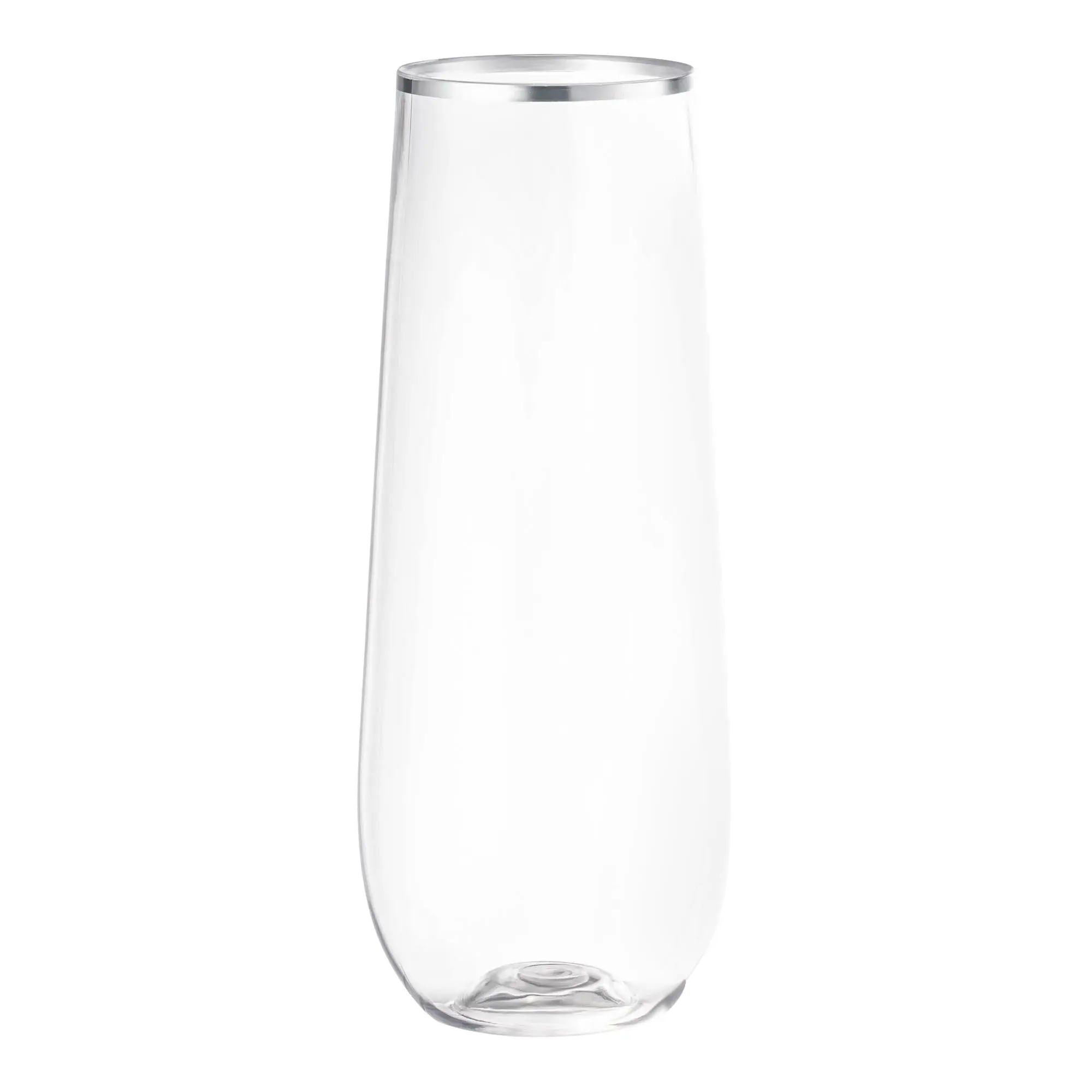 9 oz. Clear with Silver Stemless Plastic Champagne Flutes