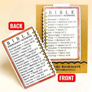 Bible Emergency Numbers Magnetic Bookmark | Christian Scripture Bookmark with Holographic Finish