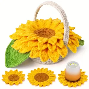 Adult DIY Crochet Kit, Beginner Crochet Supplies, Includes 5 Coasters and Flower Pots, Step-by-Step Instructions, Hooks, Yarn, Suitable for All Seasons Craft Projects - Ages 14+