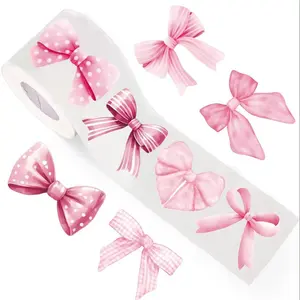 500 Bow Stickers Roll, Cute Decorative Sealing Labels, Ideal for Gift Wrapping, Party Gifts, Holiday Decoration, Father's Day, Birthday, Student Gifts