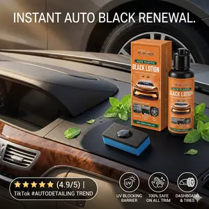Faded Car Plastic & Trim Restorer for Dashboard and Tires – UV Blocking Black Renewal Lotion to Prevent Cracking and Sun Damage