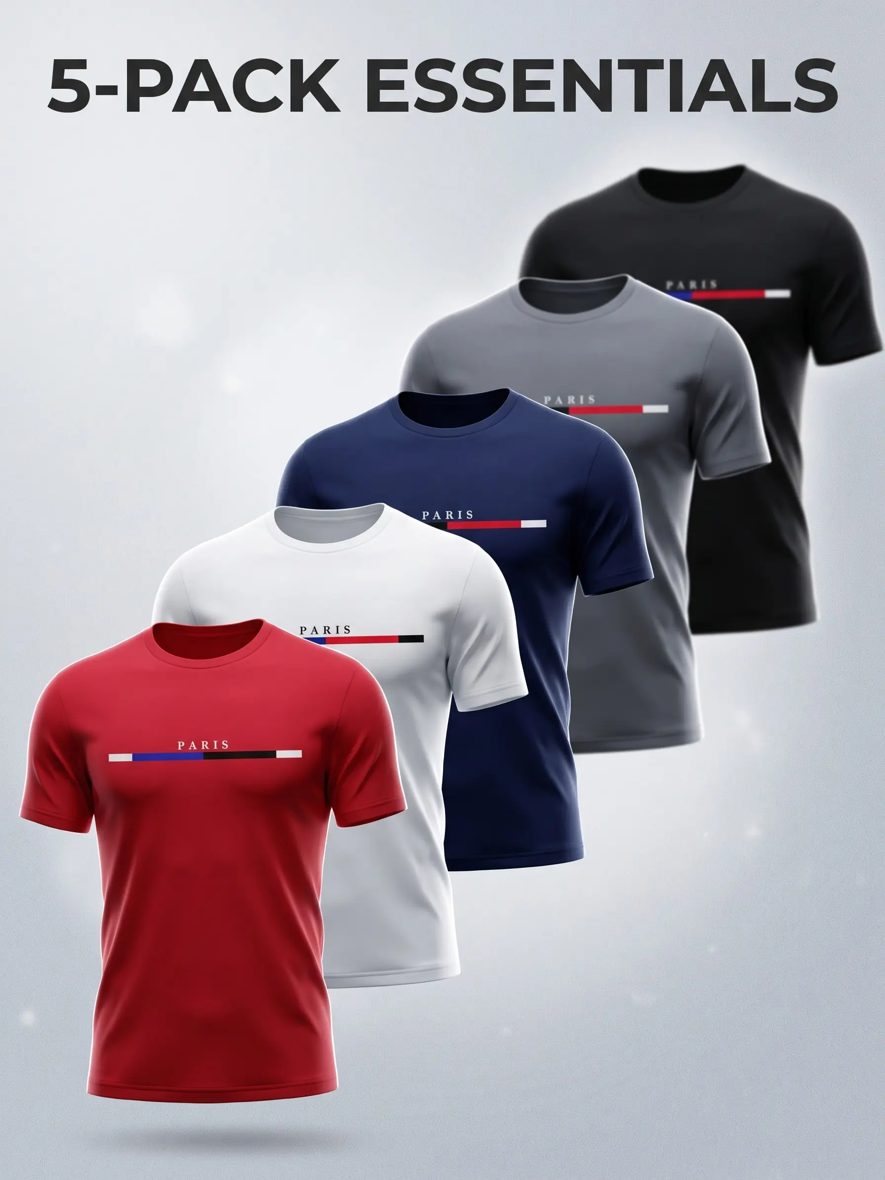 5-Piece Men's Daily Casual Short-Sleeved Crew Neck T-Shirts Breathable Lightweight Tops Suitable for Summer Sports Leisure Wear Outdoor Clothing Comfortable Stretch Fabric Athletic Apparel Athleisure Workout Running Gym Moisture-Wicking Tees