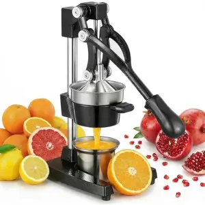 Professional Cast Iron Juicer - Heavy Duty Manual Juicer Press with 304 Stainless Steel Cup, Commercial Grade Extractor for  Orange, Pomegranate &  - Easy to Clean, Black