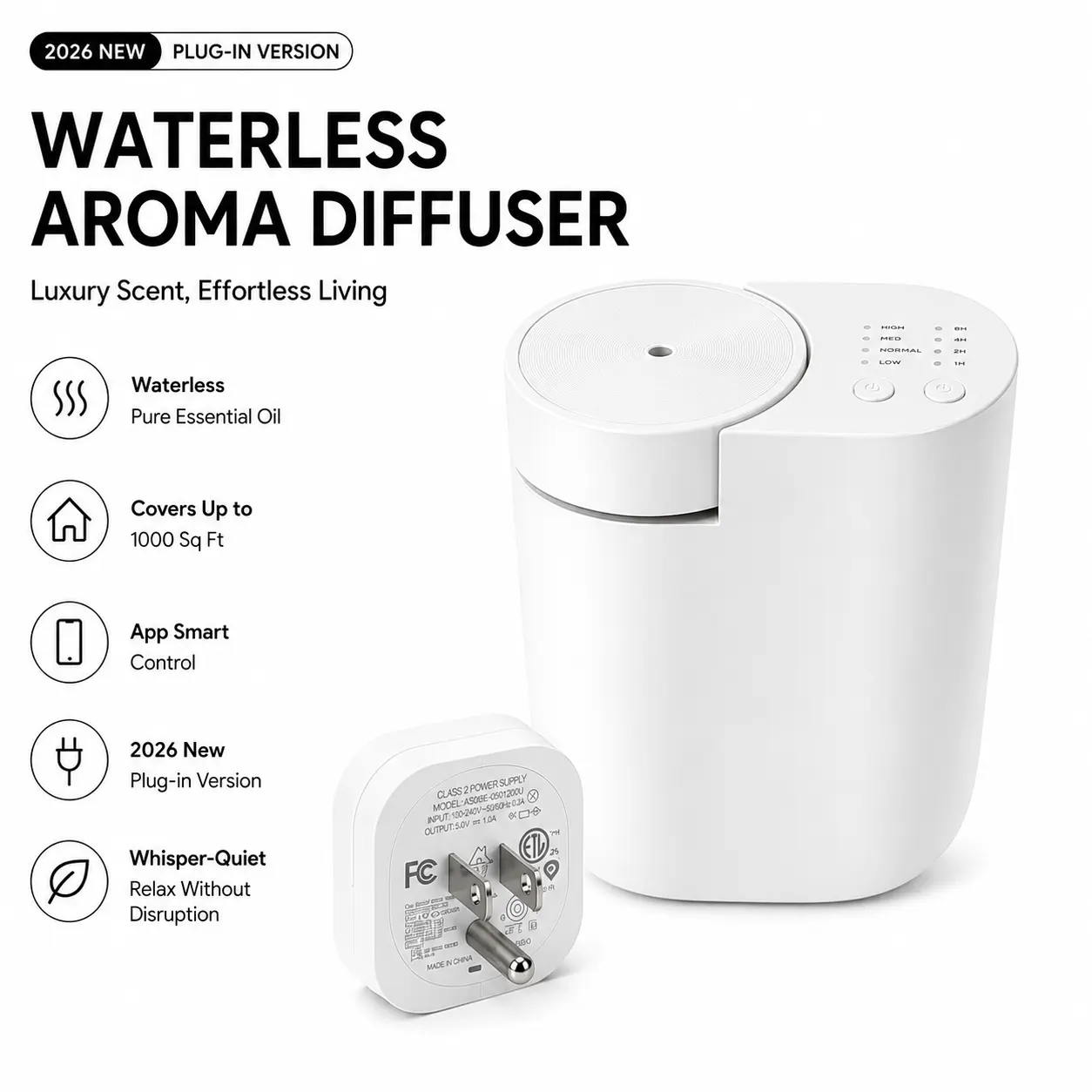 Cozaxomu Smart Waterless Home Fragrance Diffuser, App Controlled Plug-in Cold Air Essential Oil Diffuser, Quiet Aroma Machine for Bedroom, Living Room, Office, Apartment & Smart Home