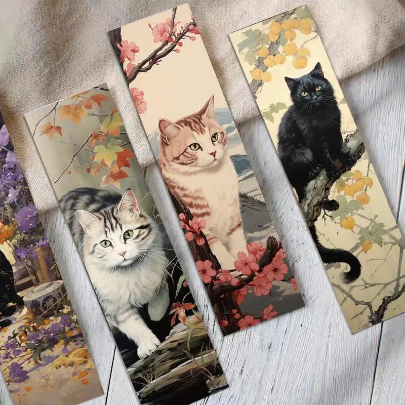 30 Vintage Japanese Cat Series Simple Notebook Creative Material Reading Paper Bookmarks, Retro Style, Perfect for Journaling